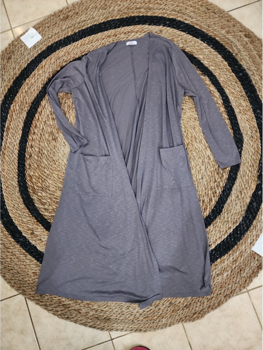 Lularoe Gray Size L Long Open Cardigan with Pockets Mexico